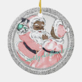  roze zwarte kerstman + mevrouw Claus Victoriaans Keramisch Ornament (Achterkant)
