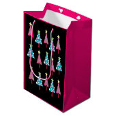 Roze zwarte kersttassen medium cadeauzakje (Voorkant Gekanteld)