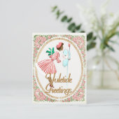  Roze Zwarte Kerstvrouw in haar brievenbus Feestdagenkaart (Staand voorkant)