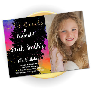 Roze zwarte kleuren Verf de verjaardag met Foto Kaart