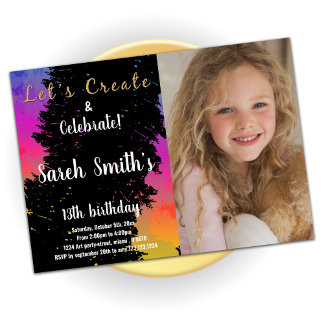 Roze zwarte kleuren Verf de verjaardag met Foto Kaart