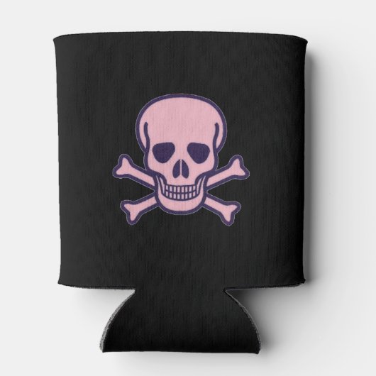 Roze zwarte koelbox aan de schedel 2 zijden blikjeskoeler (Achterkant)