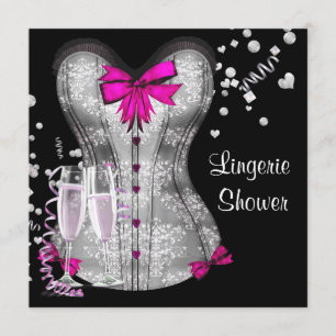 Roze zwarte korset lingerie bruidsdouche kaart