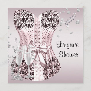 Roze zwarte korset lingerie bruidsdouche kaart