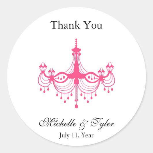 Roze & Zwarte Kroonluchter Favor Stickers (Voorkant)