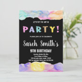 Roze zwarte kunst in feestverf op feestdag kaart (Staand voorkant)