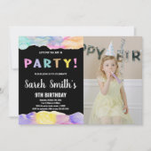 Roze zwarte kunst in feestverf op zaterdag met fot kaart (Voorkant)