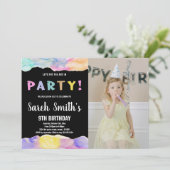 Roze zwarte kunst in feestverf op zaterdag met fot kaart (Staand voorkant)