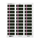 Roze+Zwarte Kunst Kant Monogram Adreslabel Etiket (Full Sheet)
