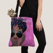 Roze zwarte kunst met roze Sorority Tote Bag (Dichtbij)