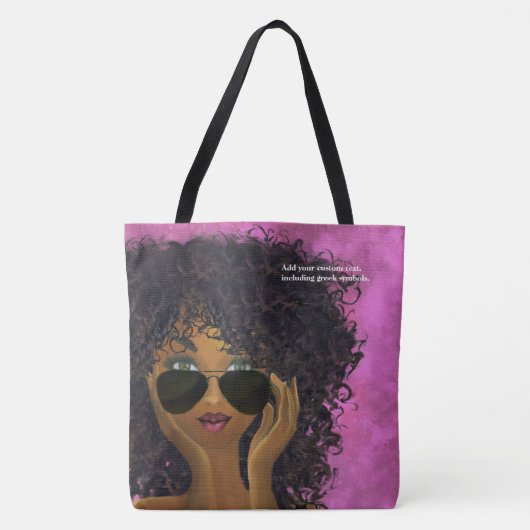 Roze zwarte kunst met roze Sorority Tote Bag (Voorkant)