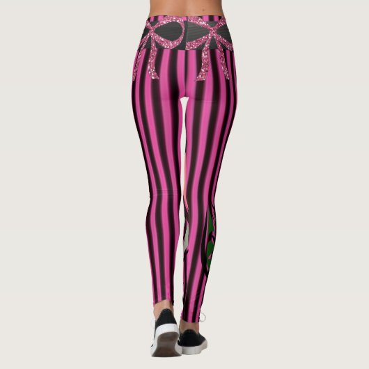roze zwarte lange leggings (Achterkant)