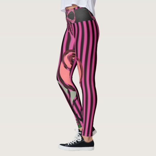 roze zwarte lange leggings (Links)