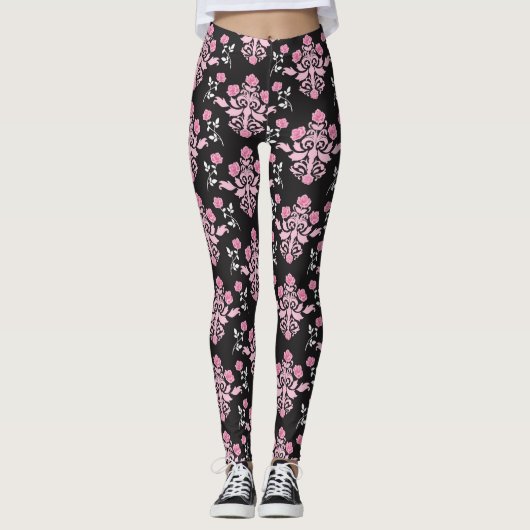 Roze/zwarte Leggings voor vrouwen (Voorkant)