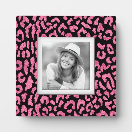 Roze zwarte leopard Pattern zonder frameless foto Fotoplaat (Voorkant)
