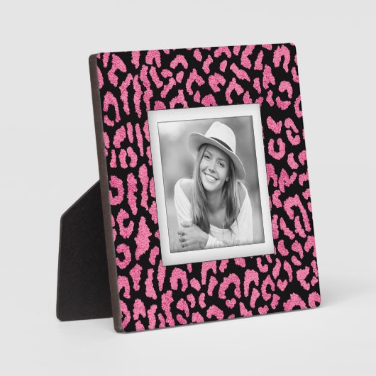 Roze zwarte leopard Pattern zonder frameless foto  Fotoplaat (Voorkant)