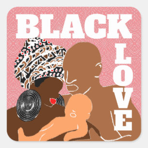 roze zwarte liefde zwarte familie zwarte familie vierkante sticker