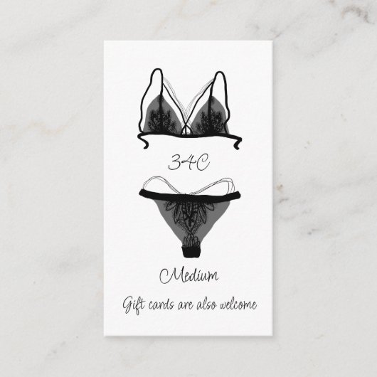 Roze zwarte lingerie Grootte Oh la la Vrijgezellen Informatiekaartje (Voorkant)