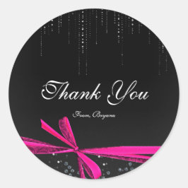 Roze & Zwarte Lint Boog Rhinestones Bling Stickers