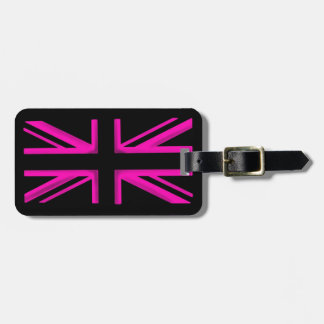 Roze zwarte Londense vlag stijlvol bagagelabel