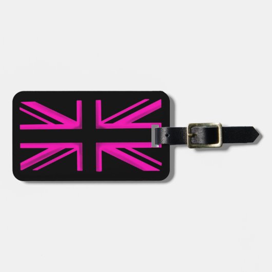Roze zwarte Londense vlag stijlvol bagagelabel (Voorkant horizontaal)