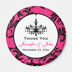 Roze zwarte luidop Wedding Favor Magnet 3
