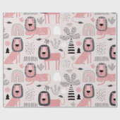 Roze zwarte luiers Boho Modern Baby Kinder Cadeaupapier (Vlak)