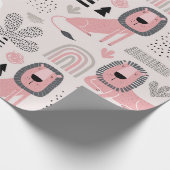 Roze zwarte luiers Boho Modern Baby Kinder Cadeaupapier (Hoek)