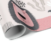 Roze zwarte luiers Boho Modern Baby Kinder Cadeaupapier (Rol Hoek)