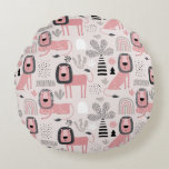 Roze zwarte luiers Boho Rainbows Modern Rond Kussen<br><div class="desc">Een moderne roze en zwarte eenvoudige boho leeuwen en regenbogen. Zo simpel en lief. Ideaal voor babymeisjescrèche.</div>