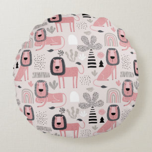 Roze zwarte luiers Boho Rainbows Modern Rond Kussen