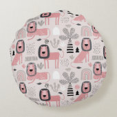 Roze zwarte luiers Boho Rainbows Modern Rond Kussen (Achterkant)