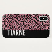 Roze zwarte luipaard Afdrukken Aangepaste naam Case-Mate iPhone Case (Achterkant (horizontaal))
