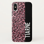 Roze zwarte luipaard Afdrukken Aangepaste naam Case-Mate iPhone Case (Achterkant)