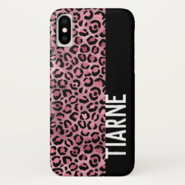 Roze zwarte luipaard Afdrukken Aangepaste naam Case-Mate iPhone Case