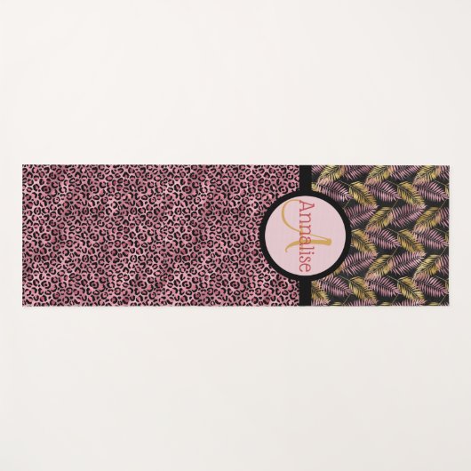 Roze zwarte luipaard afdrukken en roze goudkleuren yogamat (Voorkant (horizontaal))
