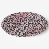 Roze zwarte luipaard afdrukken papieren bordje (Gekanteld)