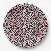 Roze zwarte luipaard afdrukken papieren bordje (Voorkant)