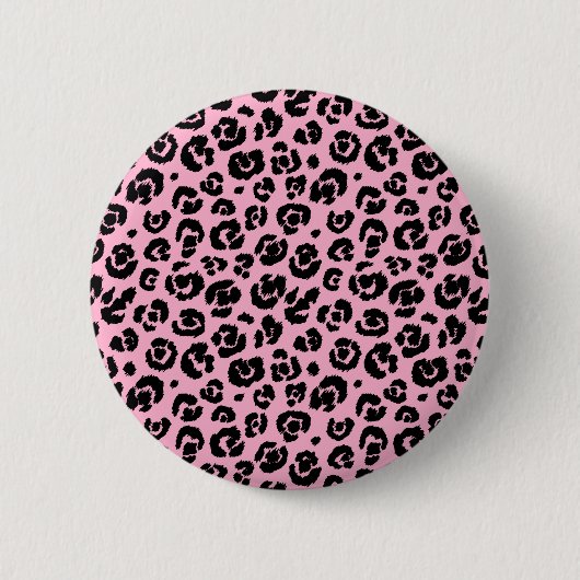 Roze zwarte luipaard afdrukken ronde button 5,7 cm (Voorkant)