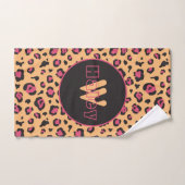 Roze zwarte luipaard Afdrukmonogram Bad Handdoek (Handdoek)