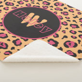 Roze zwarte luipaard Afdrukmonogram Sherpa Deken (3/4)
