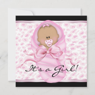 Roze zwarte luipaard baby girl shower kaart