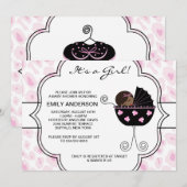 Roze Zwarte Luipaard Baby Meisje Douche Kaart (Voorkant / Achterkant)