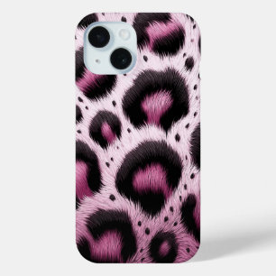 Roze & Zwarte Luipaard Bont Dierenprint Stippen  iPhone 15 Case