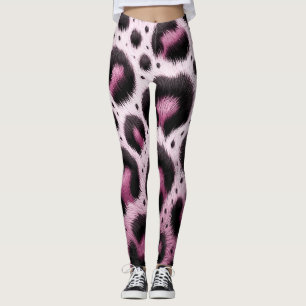 Roze & Zwarte Luipaard Bont Dierenprint Stippen Leggings