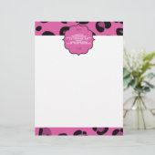 Roze zwarte luipaard cheetah briefhoofd briefpapie (Staand voorkant)