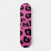 Roze Zwarte Luipaard Cheetah Mini Skateboard (Voorkant)
