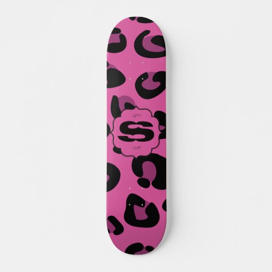 Roze Zwarte Luipaard Cheetah Mini Skateboard (Voorkant)