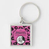Roze Zwarte Luipaard Cheetah Print Dier Sleutelhan Sleutelhanger (Voorkant)