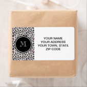 Roze zwarte luipaard Dierlijke afdruk met monogram Etiket (Insitu)